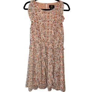 Anthropologie SB by Sachin+Babi peach floral ruffle sleeveless dress Senna Sz 10